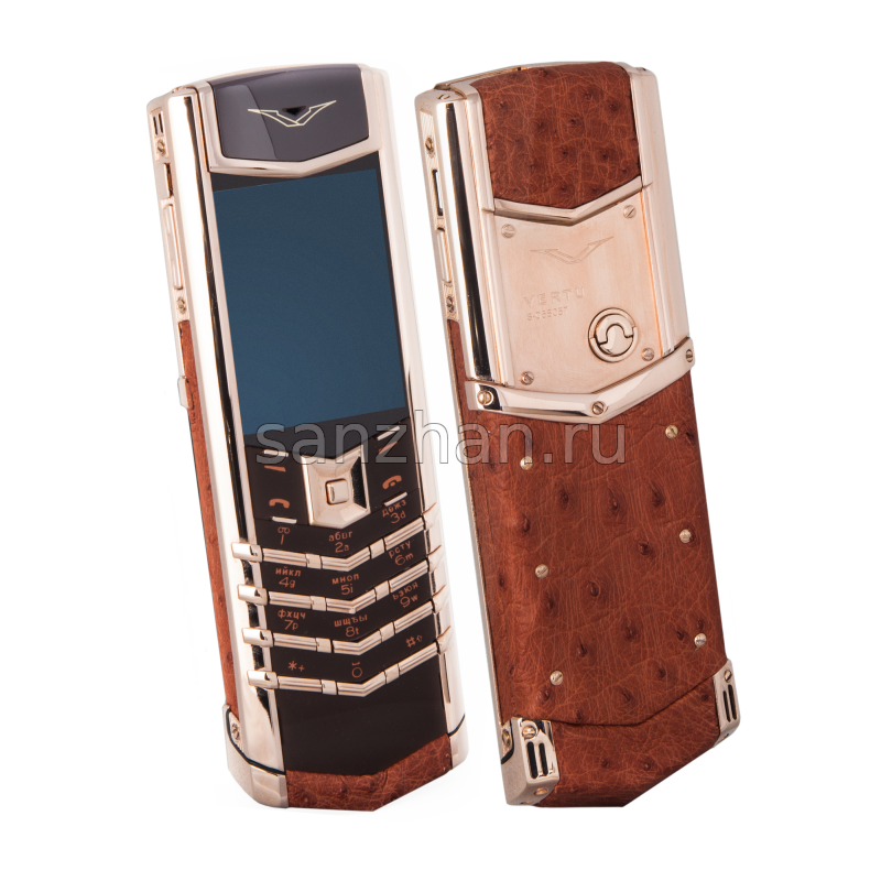 Vertu Signature S Design Brown Ostrich Gold