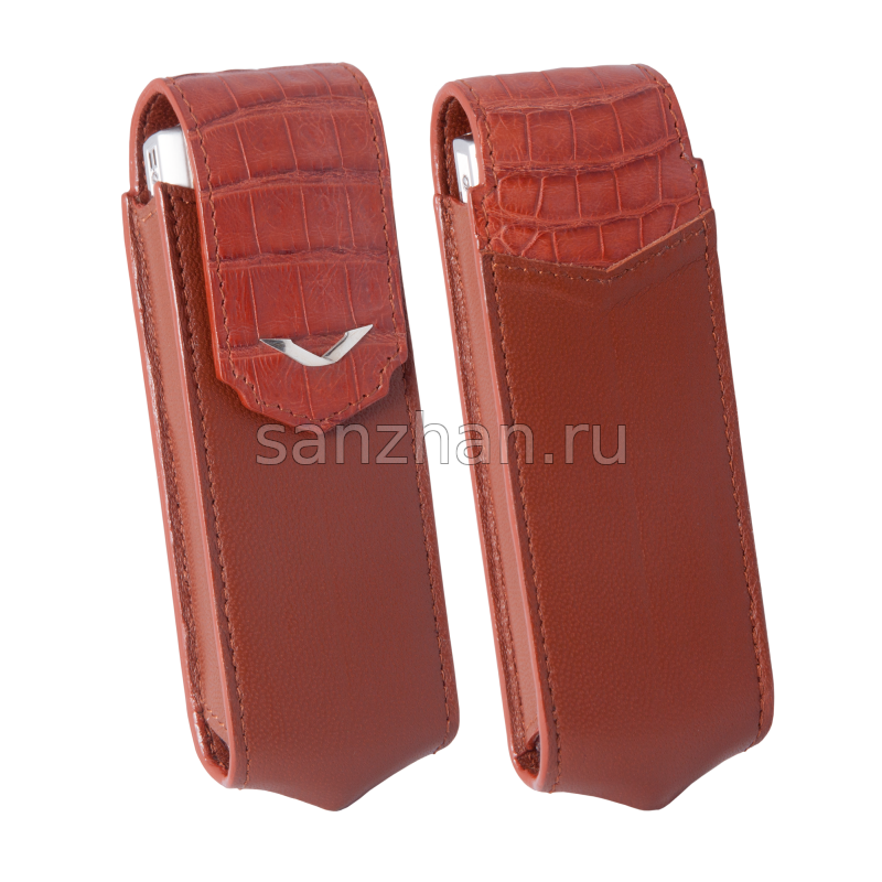 Чехол для Vertu Signature S Design Brown Crocodile Silver