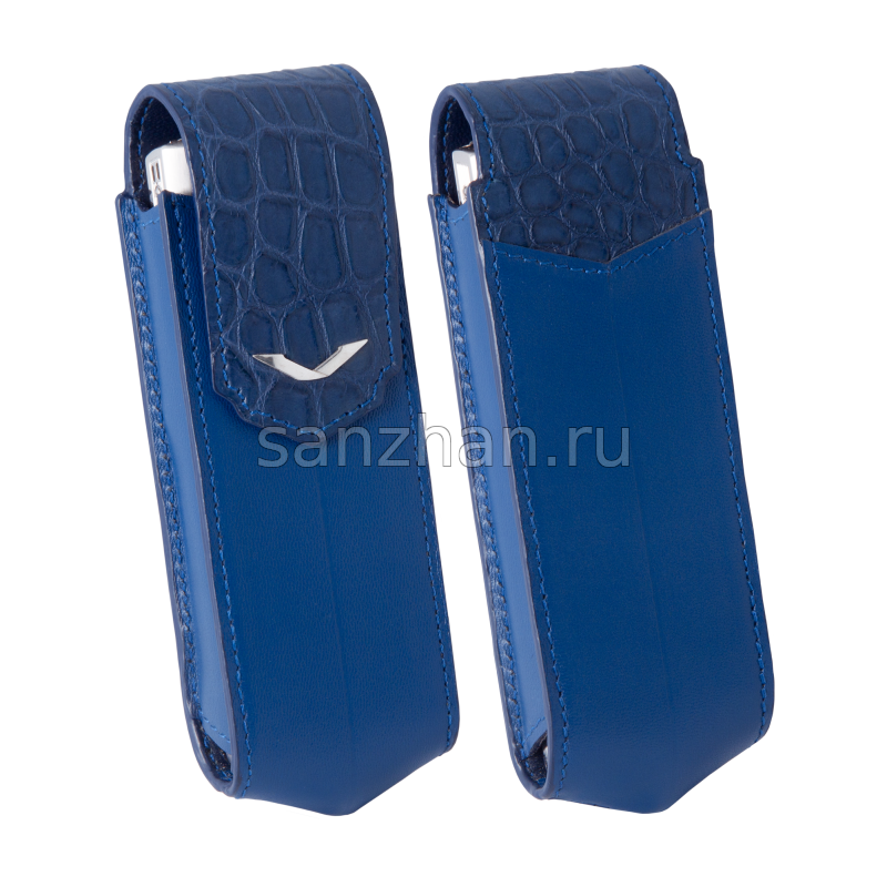 Чехол для Vertu Signature S Design Blue Crocodile Silver