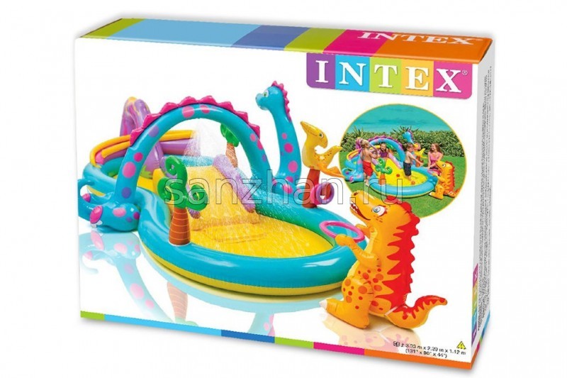 Игровой центр бассейн Intex "Динолэнд" 57135 с горкой, фонтаном и игрушками