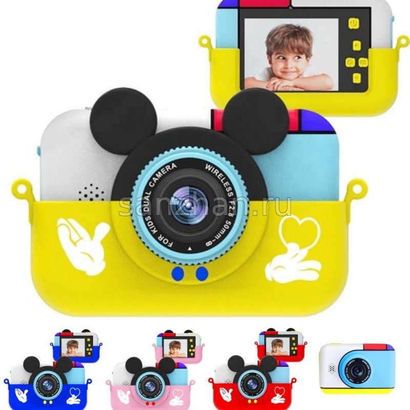 Детский цифровой мини фотоаппарат "Микки Маус" с селфи камерой