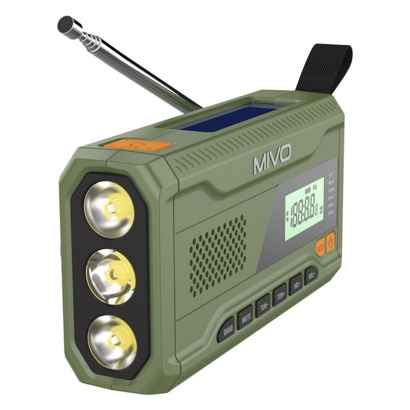 Многофункциональный походный FM радиоприемник Mivo MR-001 Темно-зеленый