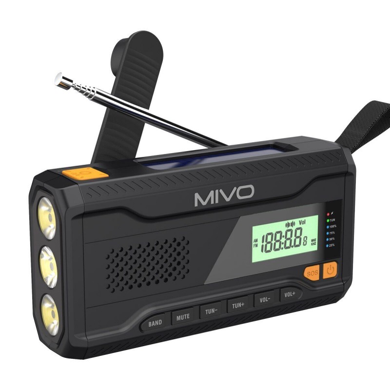 Многофункциональный походный FM радиоприемник Mivo MR-001 Черный
